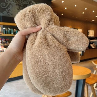 【キャメル】ふわふわモコモコミトン