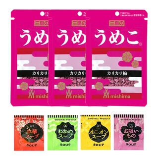 【ふりかけ＆スープセット】三島食品 ふりかけ「うめこ」3袋&スープ4種