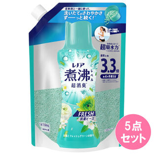 レノア煮沸レベル消臭抗菌ビーズ 太陽とフレッシュグリーンの香り 詰替え超特大1410ML×5点セット