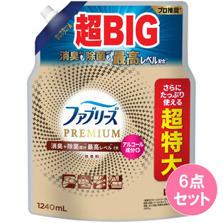 ファブリーズ W除菌＋消臭 プレミアム 無香料 詰替え 4回分 1240ML×6点セット