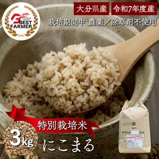 【玄米3kg】特別栽培米 大分県産 宗像農園 にこまる 栽培期間農薬不使用 令和7年産