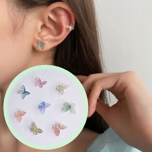 【8個セット】カラフル蝶々ピアスセット