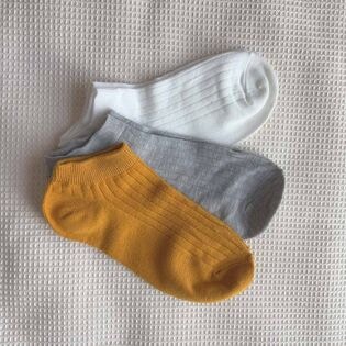 【3足セット】スニーカーソックス（ホワイト・グレー・イエロー）