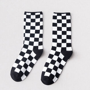 【ブラックホワイト】ブロックチェック柄ソックス