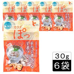 【日替わり数量限定】【30g×6袋】カラダぽっ そのまま食べる生姜フレーク(チャック付き)ジンジャーフレーク【先行チケット利用NG】