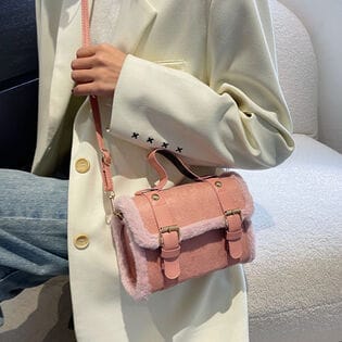 【ピンク】ミニショルダーバッグ　ファー付き