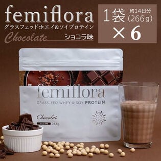 【賞味期限間近】フェミフローラ グラスフェッドホエイ&ソイプロテイン ショコラ味【6袋】わかもと製薬