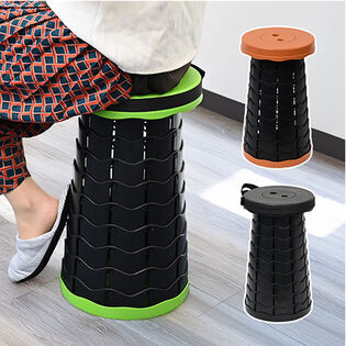 【オレンジ+グリーン+ブラック】便利な伸縮式スツール2色組+プレゼント黒1色