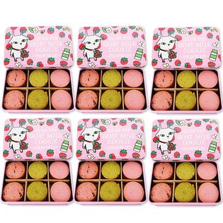 【ピンク缶/18枚入×6缶】プレミアム ヤギミルククッキー(苺ラズベリー・苺ピスタチオ・苺チョコ）