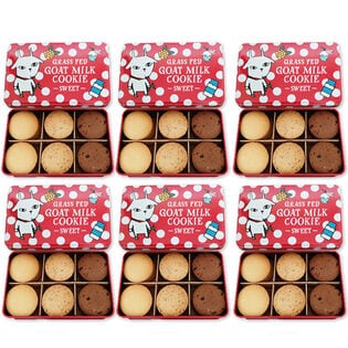 【赤缶/18枚入×6缶】プレミアム ヤギミルククッキー（プレーン、ヘーゼルナッツ、チョコ）