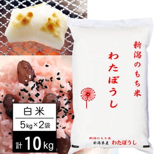 【計10kg/5kgx2袋】令和7年産 おいしいもち米 新潟県産わたぼうし 白米