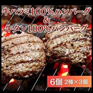 【計900g/(150g×3個)×2種】牛タン100％＆牛ハラミ100％のPREMIUMハンバーグ