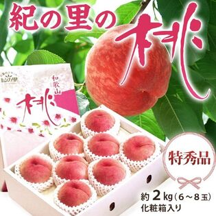 【予約受付】7/6~順次出荷【約2kg(6~8玉)】和歌山産 特秀品 『紀の里の桃』 化粧箱