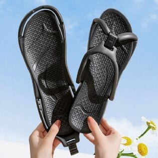 【ブラック/25.5〜26cm】超軽量EVA折りたたみサンダル