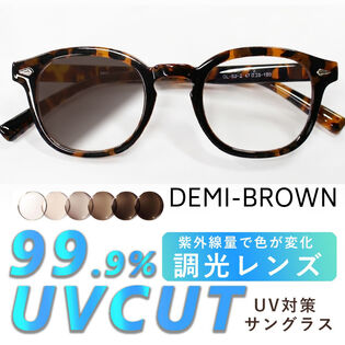 【調光レンズ】<ブラウン> UVカット99.9％ ウェリントン QL-53