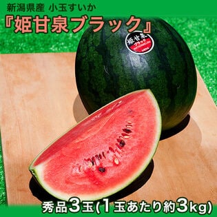 【予約受付】7/19~順次出荷【計3玉/1玉約3kg】新潟県産 小玉すいか 姫甘泉ブラック《秀品》