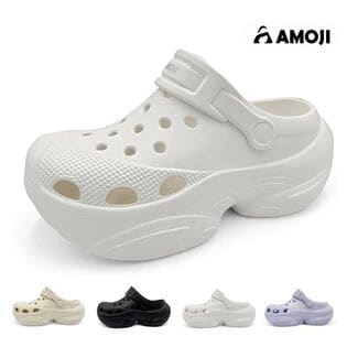 【ホワイト/25cm】レディース 厚底 美脚 クロッグサンダル 2WAY 通気性 CL0858