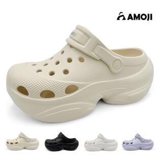 【ベージュ/23cm】レディース 厚底 美脚 クロッグサンダル 2WAY 通気性 CL0858