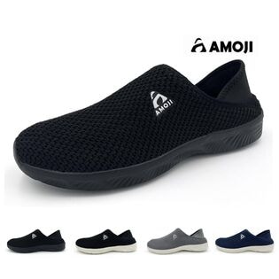 【ブラック・ブラック/25.0cm】AMOJI 水陸両用 軽量 排水 マリンシューズ SP2378