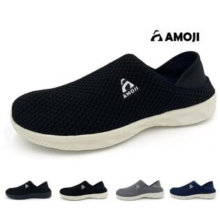 【ブラック・ホワイト/25.0cm】AMOJI 水陸両用 軽量 排水 マリンシューズ SP2378