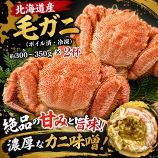 【計約600g/約300g~350g×2杯】北海道産 毛ガニ 姿（ボイル済み・冷凍）