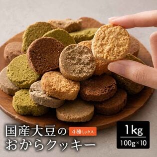 【1kg(100g×10袋】しっとりふわふわおからクッキー(4種)  ※割れ欠けあり