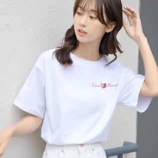 【ハートタイプ/Mサイズ】ホワイトTシャツ ハート 半袖