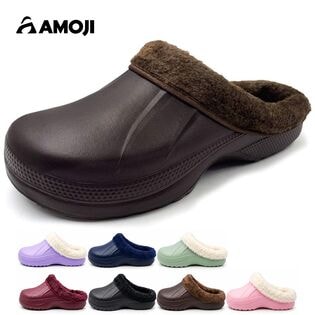 【ブラウン/23.0cm】ボアサンダル 暖かい 冬用 スリッパ 防水 室内外兼用 1534