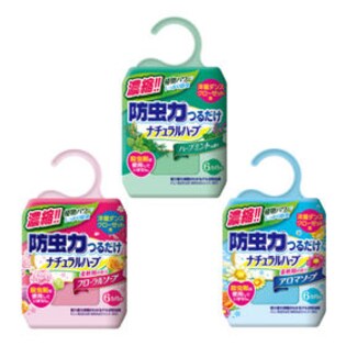 防虫力つるだけナチュラルハーブ ハーブミント／柔軟剤の香りフローラルソープ／柔軟剤の香りアロマソープ 3種計6個