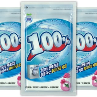 100%水に溶けるシート洗剤