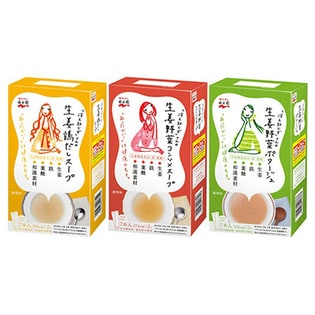 「冷え知らず」さんの生姜鶏だしスープ スティック／「冷え知らず」さんの生姜野菜コンソメスープ スティック／「冷え知らず」さんの生姜野菜ポタージュ スティック