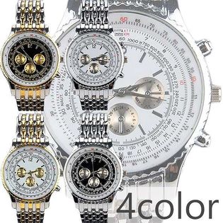 高級感溢れるメタルバンドにビッグケース フェイクダイアルメンズウォッチ AV029 メンズ腕時計