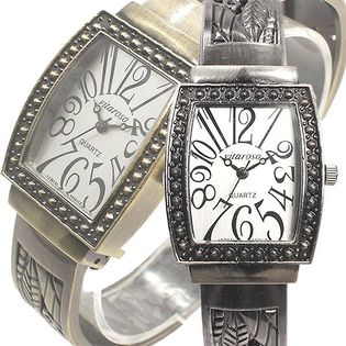 日本製SEIKOムーブメント アンティーク調リーフモチーフ バングル AV040 レディース腕時計