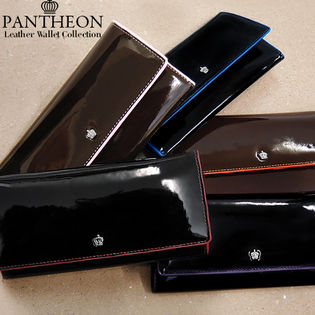 【エナメル加工 本牛革 二つ折り 長財布】メンズ 王冠(クラウン)