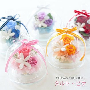 プリザーブドフラワー 『タルト・ビケ』 ガラスドーム 誕生日 結婚祝い プレゼント ギフト 贈り物