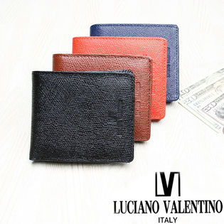 ブランド Luciano Valentino【メンズ 二つ折り財布】牛革 シュリンクエンボス