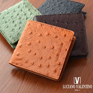 ブランド Luciano Valentino【メンズ 二つ折り 長財布】牛革 オースト柄の型押し