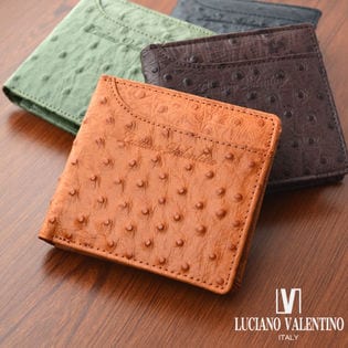 ブランド LUCIANO VALENTINO【牛革 メンズ 短財布(二つ折り)】オーストリッチ型押し
