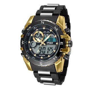 アナデジ HPFS615-YGBK アナログ&デジタル 防水 ダイバーズウォッチ風メンズ腕時計