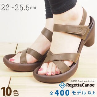 リゲッタ カヌー クロスベルトストラップサンダル 痛くない 7cmヒール オリーブ