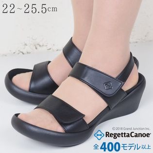 ベルクロ ストラップサンダル オフィス 黒  リゲッタ カヌー CJLW5528
