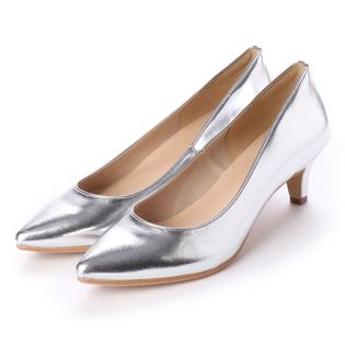ポインテッドトゥ5cmヒールレインパンプス（シルバー）
