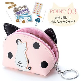 猫柄 猫耳付き ミニポーチ 小銭入れ 小物入れ ポーチ 鍵入れ マチ付き ギフト 可愛い 猫 ねこを税込 送料込でお試し サンプル百貨店 Lovely Day