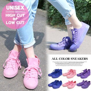 【24.5cm 25.0cm】オールカラーハイカットローカットアウトレット無地ユニセックススニーカー