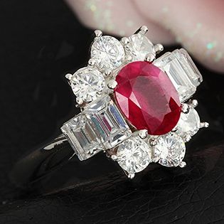 大粒2ct 天然ルビー ブリリアントデザインリング【鑑別書付】GEを税込 ...