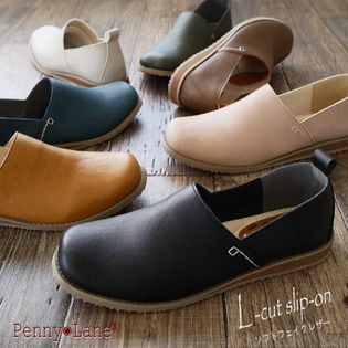 「ナチュカワ」スタイリング・Lカットデザイン・スリッポンフラットシューズ