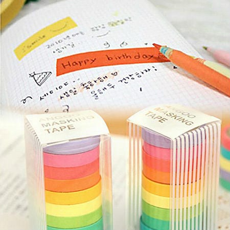カラフルマスキングテープ10本セット×2 無地を税込・送料込でお試し