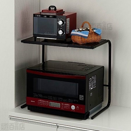 【ブラック】伸縮式 レンジ上ラック ハイタイプ