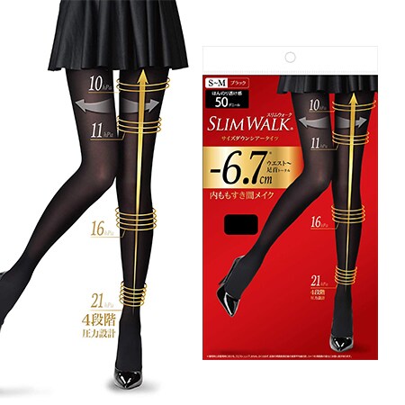 【新品未使用】SLIM WALK 50デニール タイツ M-L 6パック スリムウォークサイズダウンシアータイツSMサイズを税込・送料込でお