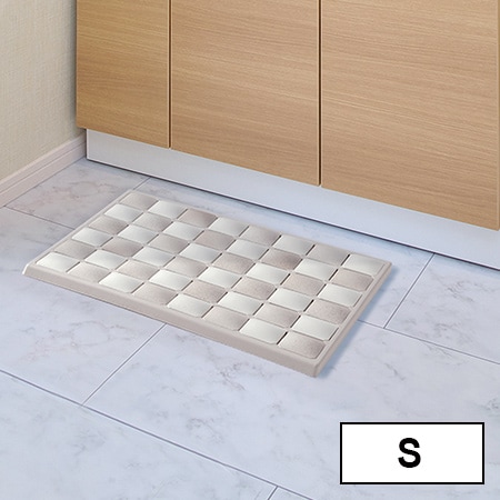 [Sサイズ(46×34cm)/ベージュ]karari 珪藻土フィットタイルバスマット